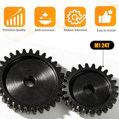 M1 Gear 24T 5mm Bore 3-Pack – High-Precision Hardened Steel Motor Pinion Gear for 1/8 1/10 RC Crawler, Monster Truck, Short Course Truck & Boat (Compatible with Traxxas Axial, FMS, HSP Redcat Losi) - style: M1 3Pcs 24T