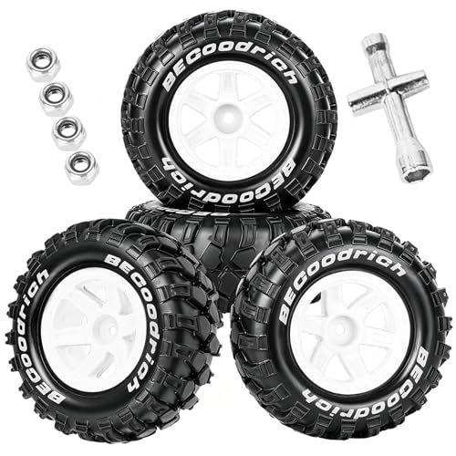 RC Wheels and Tires Off Road Monster Truck TRX E-REVO Summit HPI SAVAGEGT-2XS REDCAT Volcano-16 for 1/12 1/14 1/16 E-REVO RC 16208 16209 16210,Rc Plastic Wheels,White - color: White- (Rc Wheelstires)