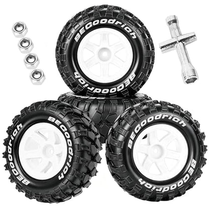 RC Wheels and Tires Off Road Monster Truck TRX E-REVO Summit HPI SAVAGEGT-2XS REDCAT Volcano-16 for 1/12 1/14 1/16 E-REVO RC 16208 16209 16210,Rc Plastic Wheels,White - color: White- (Rc Wheelstires)
