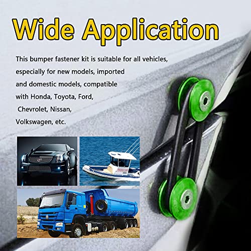 ASUBHA 4PCS Bumper Quick Release Kit, Bumper Holder, Trunk Fenders Hatch Lids Fasteners with Washer and Stainless Steel Screws, Quick Release Tab Holder Trunk Band Fenders Clip Kits for Most Cars - color: Green