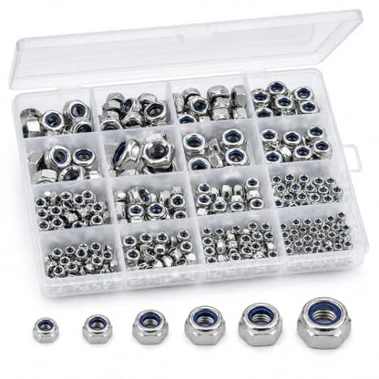 188PCS Metric Nylon Insert Lock Nuts Kit, M3 M4 M5 M6 M8 M10