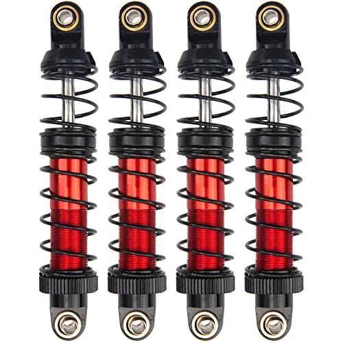 4Pcs Vgoohobby Metal Shocks Absorber Adjustable Dampers Compatible with Axial SCX10 Traxxas TRX4 D90 90046 Redcat Gen7 1/10 RC Crawler Car (Red,80mm)