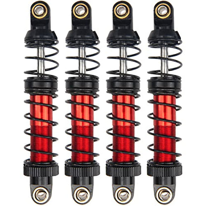 4Pcs Vgoohobby Metal Shocks Absorber Adjustable Dampers Compatible with Axial SCX10 Traxxas TRX4 D90 90046 Redcat Gen7 1/10 RC Crawler Car (Red,80mm)