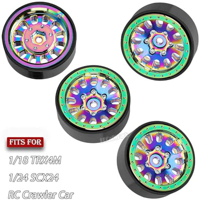 RC Wheel Rims for 1/18 TRX4M,1/24 SCX24 RC Crawler Car,4PCS RC 1.3 Beadlock Wheel Rims Aluminum Rings Deep Dish Wheel Rims,Colour - color: Colour - (1.3 Rims)