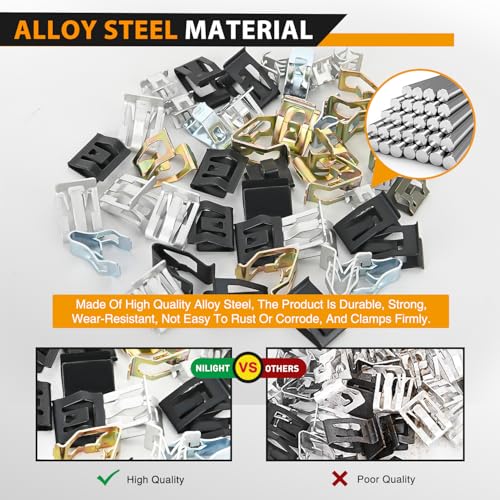 GOOACC 100Pcs 10 Sizes Metal Trim Clip Spring Moulding Clip Universal Auto Body Fastener Clip Compatible with GTI, Jetta, Passat, Phaeton, VW Audi 4A0-867-276A - color: 100Pcs Metal Trim Panel Spring Clip