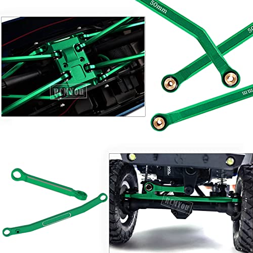 RC Upgrades Part High Clearance Chassis Links & Skid Plate & Steering Rod Tie Links for 1/24 SCX24 Bronco AXI00001 C10 AXI00002 JLU 1/24 RC Crawler（Green）