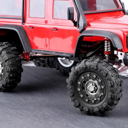 1.3" Beadlock Wheels & M/T Tires for TRX4M SCX24 Ascent-18 | RC Aluminum Beadlock Wheels Secure Mud Terrain Tires for 1/18 1/24 RC Micro Crawlers Upgrades - color: Dark Titanium