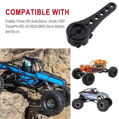 Hobbypark Metal Aluminum Long 25T Servo Horn Single Sided Steering Arm M3 Threads for RC Car Truck Off Road Buggy Accessories (Black) - color: Black
