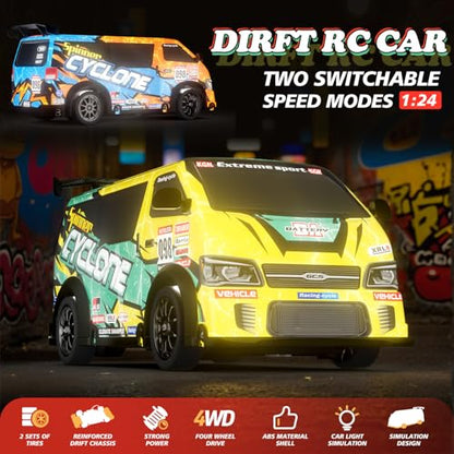 RC Drift Car 1:24 Scale Remote Control Vehicle 25KM/H(Peak) 4WD with Drift, JDM Drift rc Car with LED Lights USB Rechargeable Battery, rc Cars Toys Suitable for Birthday Children's Day - color: Rc Drift Car-org