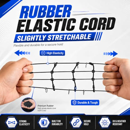 1:24 RC Roof Cargo Net with Hooks, 80x65mm Elastic Luggage Net for Axial SCX24 90081 AXI00002 AXI00001 AXI90081 C10 JLU Gladiator Bronco TRX4M 1/24 1/18 RC Crawler Scale Accessories, Black - color: Black
