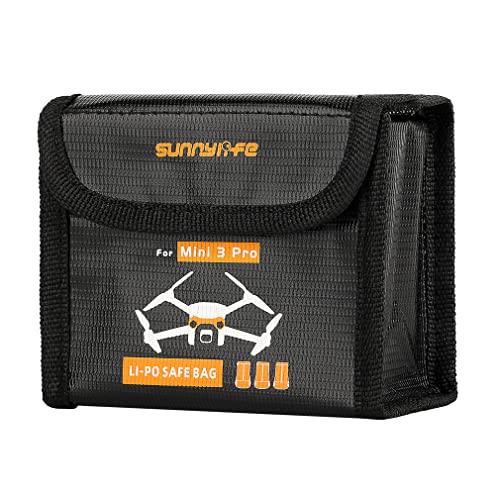 Anbee Lipo Battery Fireproof Bag for DJI Mini 3/3 Pro RC Drone | Safety charging bag, holds 3 batteries, compact, portable (Large, For 3pcs batteries)