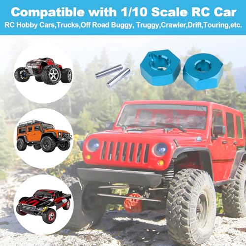 Hobbypark 12mm Aluminum Wheel Hex Drive Hub Adaptor (4P) & M4 Locknut (4P) RC Model Car Parts Blue