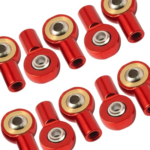 10PCS M2.5 Tie Rod End Ball Joint Aluminum Ball Head Holder Steering Linkage 13mm Upgrade Parts Compatible with HSP Tamiya Mini 4WD, RC Truck Crawler Car/Robot/Boat/Airplane Models, Red - color: Red