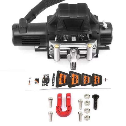 1 Set Full Metal RC Winch Compatible with 1/10 TRX4 SCX10 D90 90046, Black | Remote recovery and towing for trail driving, rock crawling and scale off-road truck builds - color: Black