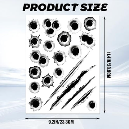 3D Bullet Hole Car Stickers, Bullet Hole Stickers, Simulation Stereoscopic Fake Gun Bullet Holes Sticker, Automotive Tattoo Hood or Door Decoration Sticker for Bumper Door Window (Style A)