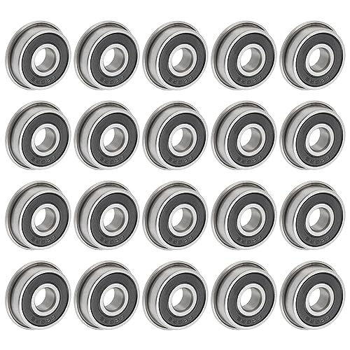 uxcell F608-2RS Flanged Ball Bearing 8x22x7mm Double Sealed Chrome Steel Flange Bearings, 20pcs - size: 8x22x7mm