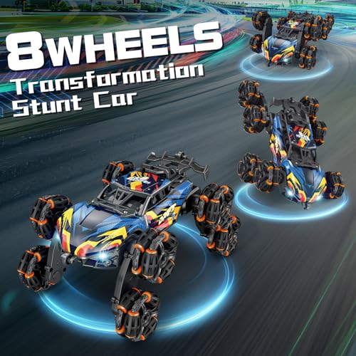 8 Wheels Hand Controlled RC Stunt Car Toys for Kids Ages 6 7 8-12 13 14 Year Old - 2.4Ghz Gesture Sensing Remote Control Cars for Boy Girl Birthday - Cool Spray & Lights & Music Climbing Stunt