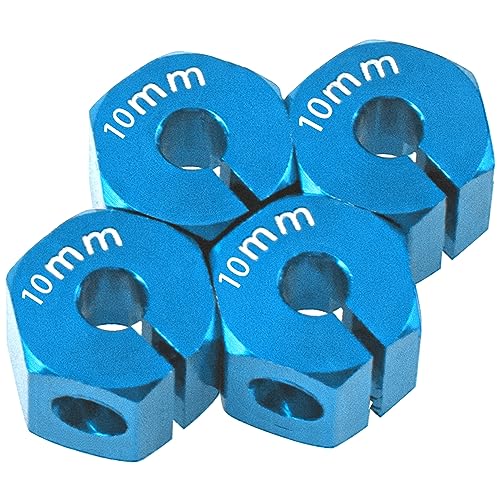 Aluminum Alloy 12mm Wheel Hex Hub Drive Adapters with Pins Screws Compatible with Axial SCX10 HSP HPI Tamiya Redcat 1/10 RC Crawler Car (10mm, Blue) - color: Blue, size: 10mm