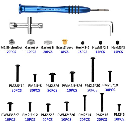 357Pcs Universal M2 M2.5 M3 RC Screws Kit Screw Fasteners Gasket Repair Tool Set Compatible with MN D90 D91 MN99S WPL C14 C24 B24 B36 1/12 1/16 RC Car