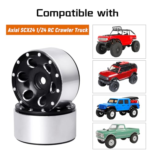 1.0 Beadlock Wheels 1" Micro Wheel Rims for All 1/24 Scale Axial SCX24 RC Crawler Car Upgrades Accessories