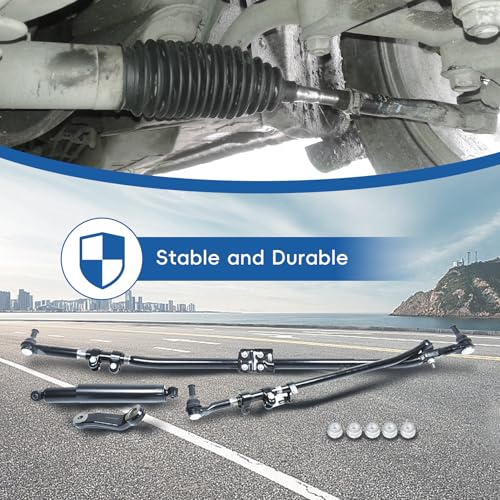 Silscvtt Steering Linkage Drag Link Tie Rod Upgrade Pitman Arm and Damper Drag Kit Replacement for Ram 1500/2500/3500 Pickup 4 x 4 Model 2003-2013
