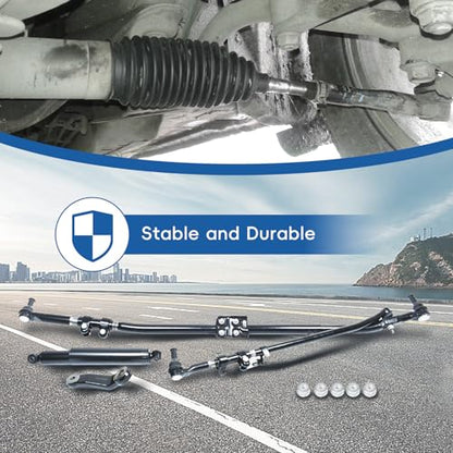 Silscvtt Steering Linkage Drag Link Tie Rod Upgrade Pitman Arm and Damper Drag Kit Replacement for Ram 1500/2500/3500 Pickup 4 x 4 Model 2003-2013