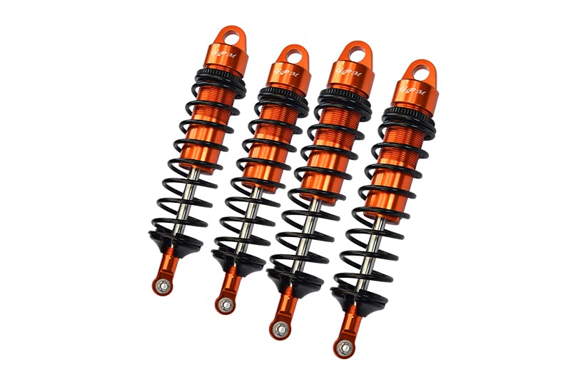 GPM Upgrades Aluminum 6061-T6 Front and Rear Adjustable Spring Dampers with 6mm Shaft for 1/8 4WD Sledge Monster Truck（95076-4） (Orange)