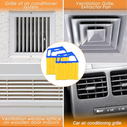 3PCS Car Window Blind Cleaner Duster Tool, 7 Fingers Microfiber Vehicle Handheld Shutter Dusting Cleaning Brush, Removable Auto Air Conditioner Vents Cleaner, Universal Fit (Blue) - color: Blue