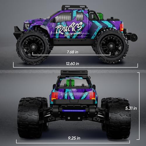 1/14 RC Cars 50 KPH 4WD Offroad Truck with 25W Fast Charger 3S Batter | 2845-3600kv Brushless Motor,11KG-CM Waterproof Servo,35A Brushless ESC,2.4GHz with anti-interference