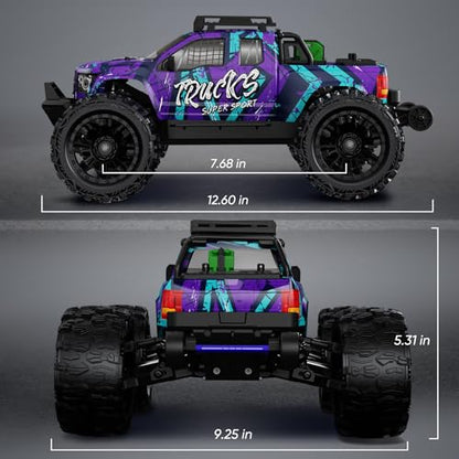 1/14 RC Cars 50 KPH 4WD Offroad Truck with 25W Fast Charger 3S Batter | 2845-3600kv Brushless Motor,11KG-CM Waterproof Servo,35A Brushless ESC,2.4GHz with anti-interference