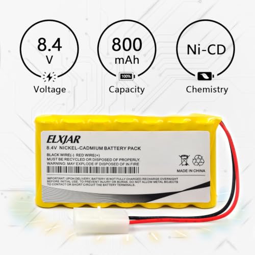 (2-Pack) 8.4V 800mAh Ni-Cd Battery with Tamiya Connector & USB Charger | For RC cars, trucks, tanks, electric toys and lighting; includes 2 rechargeable battery packs and 2 USB chargers.