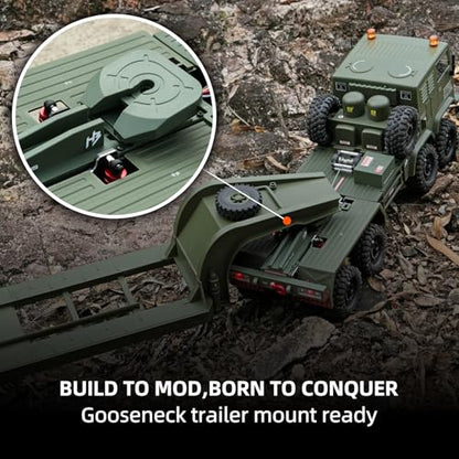 1/18 CR18P Terranaut 8x8 RC Crawler, 8WD Rock Truck with Active-AWS All-Wheel Steering, 2-Speed Transmission, Remote Winch & Portal Axles, Metal Gears Off-Road RC Car for Adults Collectors (Green) - color: Green