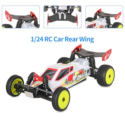 RC Rear Wing Carbon Fiber RC Tail Wing for Losi 1/24 Micro-B 2WD Buggy RC Car Upgrade Parts (Red) - color: Red