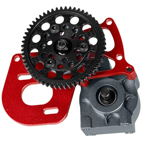 Aluminum Transmission Gearbox Upgrades Part for 1/10 SCX10, SCX10 II 90046,90047,Wraith,AX10 RC Crawler Truck,Center Transmission Gearbox Hops up,Red with Titanium - color: Red With Titanium(for 1/10 Axial)