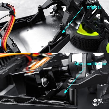 RC Front Chassis Brace Front Bulkhead Support Aluminum Front Brace Set 2Pc Set Black for Losi 1/16 Mini-B 1/18 Mini-T 2.0 RC Crawler Car Buggy Upgrades Parts Accessories