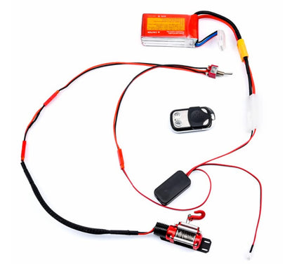 FOSA RC Car Front Bumper with Winch, Front Bumper with Winch Remote Controller for -4 RC Car Crawler Upgrade Part