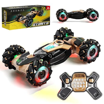 RC Stunt Car with Lights & Music for Kids, 2.4GHz Remote Control Car, 360° Rotation Off-Road Toy Car, Christmas Holiday Toys for Teens