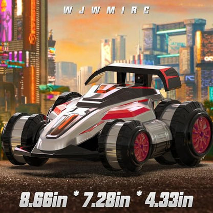 4WD 360° RC Stunt Car Lights Music, rc car Toys Gift for 6-12 Kids | Stunt RC car does 360° rotation, upright walking & 4-wheel rollover drift, with lights music, ideal gift for 6-12 boys girls - color: Red