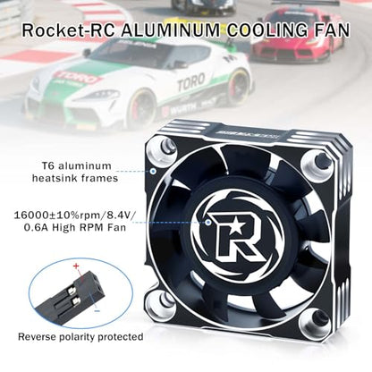Surpass Hobby 40mm Motor Cooling Fan 16000RPM RC ESC Cooling Fan for 1/8 1/10 RC Car 540 550 F540 Motor (Silver Black) - style: Silver Black