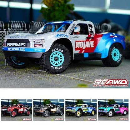 RCAWD Mojave Grom & 1/16 Slash 4X4 Pre-Glued Wheel Tire Set, 12mm Hex Adapter 4mm for Traxxas & ARRMA Balance Grip & Durability Nylon Rubber Upgrade Parts All Terrain Adaptation 4pcs Blue - color: Blue