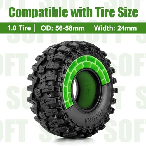 INJORA Silicone Rubber Inserts for 56-58mm*24mm 1.0" Tires (Small Green) - color: Green