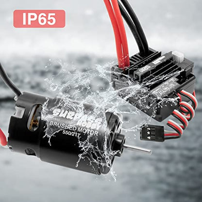 OGRC 550 21T Brushed Motor and 80A ESC Set with T-XT60 Converter Adaptor | 1/10 RC Crawler Motor, 21T Brushed 550 Motor for Traxxas TRX4 Axial SCX10 Redcat Gen7 Gen8, T Plug - style: 21T