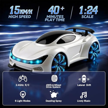 Remote Control Car, Gesture Sensing RC Stunt Car | Drift RC Cars with Light Spray & Sound, 2.4GHz Hobby RC Cars Toy for Kids, Dual Control,Birthday Gifts for Boys Girls