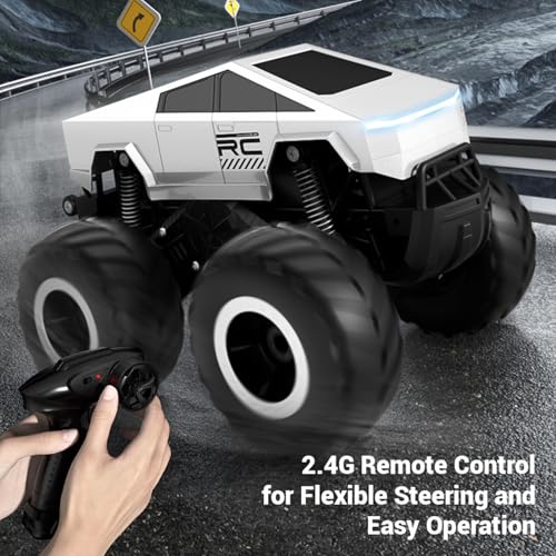 1:16 Cybertruck Remote Control Car, 2.4 GHz 4WD Amphibious Off-Road Pick-up Truck with LED Light, Waterproof Monster Truck Hobby RC Cars Toys for Teen Adults - size: 1 Battery