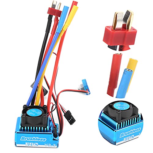 Alomejor RC 80A Brushless ESC Electric Speed Controller, ESC for 1/10 1/12 Remote Control Car Boat, Blue