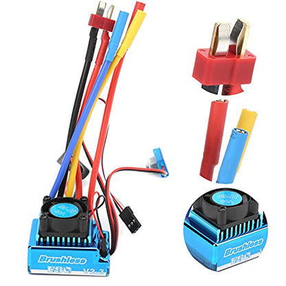 Alomejor RC 80A Brushless ESC Electric Speed Controller, ESC for 1/10 1/12 Remote Control Car Boat, Blue