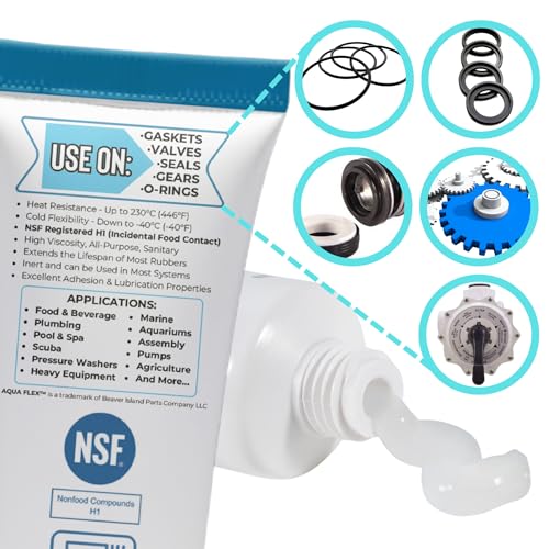 Beaver Island Aqua Flex Silicone Grease, NSF Registered Food-Grade, 50g | Lubricates & Protects O-Rings, Gaskets & Seals; for Pool & Spa Equipment; Multi-Purpose; Long-Lasting; Scuba & Dive Gear