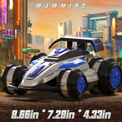 4WD 360° RC Stunt Car with Lights Music, Toys Gift for 6-12 Kids | 4WD 360° Rotating RC Stunt Car with Upright Walking, Lights & Music, Multi-Terrain Use, Ideal Gift for 6-12 Year Old Kids - color: Blue