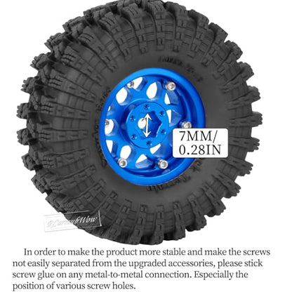 1.3" Beadlock Wheel Tires Set for 1/18 1/24 SCX24 TRX4M RC Crawler Car,Alloy RC Wheel Rims Brass Coating Rings All Terrain RC Tires,Navy Blue - color: Navy Blue(4pcs)