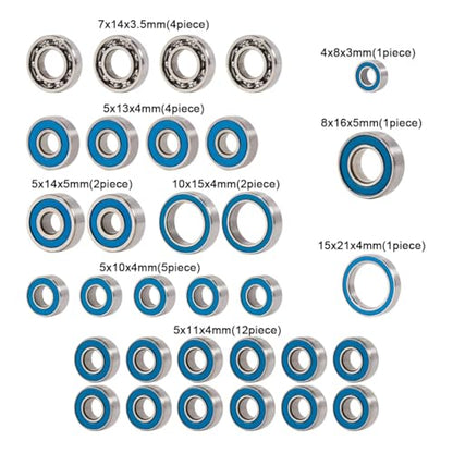 32PCS Sealed Ball Bearing Kit for Axial Capra 1.9 Unlimited Trail Buggy RC Crawler Bearing Set Upgrade Parts